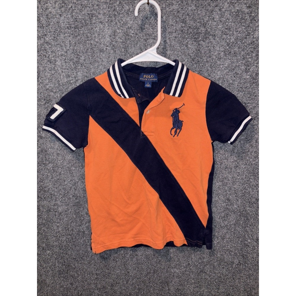 Polo Ralph Lauren Shirt Boys 5  Big Pony Colorblock SS Banner Stripe Back Hit